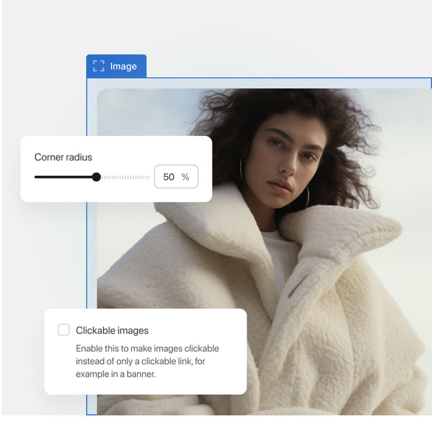 Clickable images and adjustable corner radius
