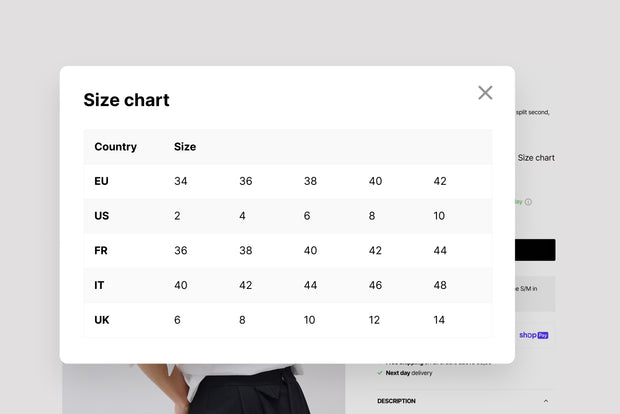 Size chart